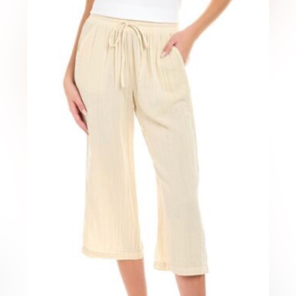 NWT Calme‎ By Johnny Was Cropped Drawstring Pull-On Pant!